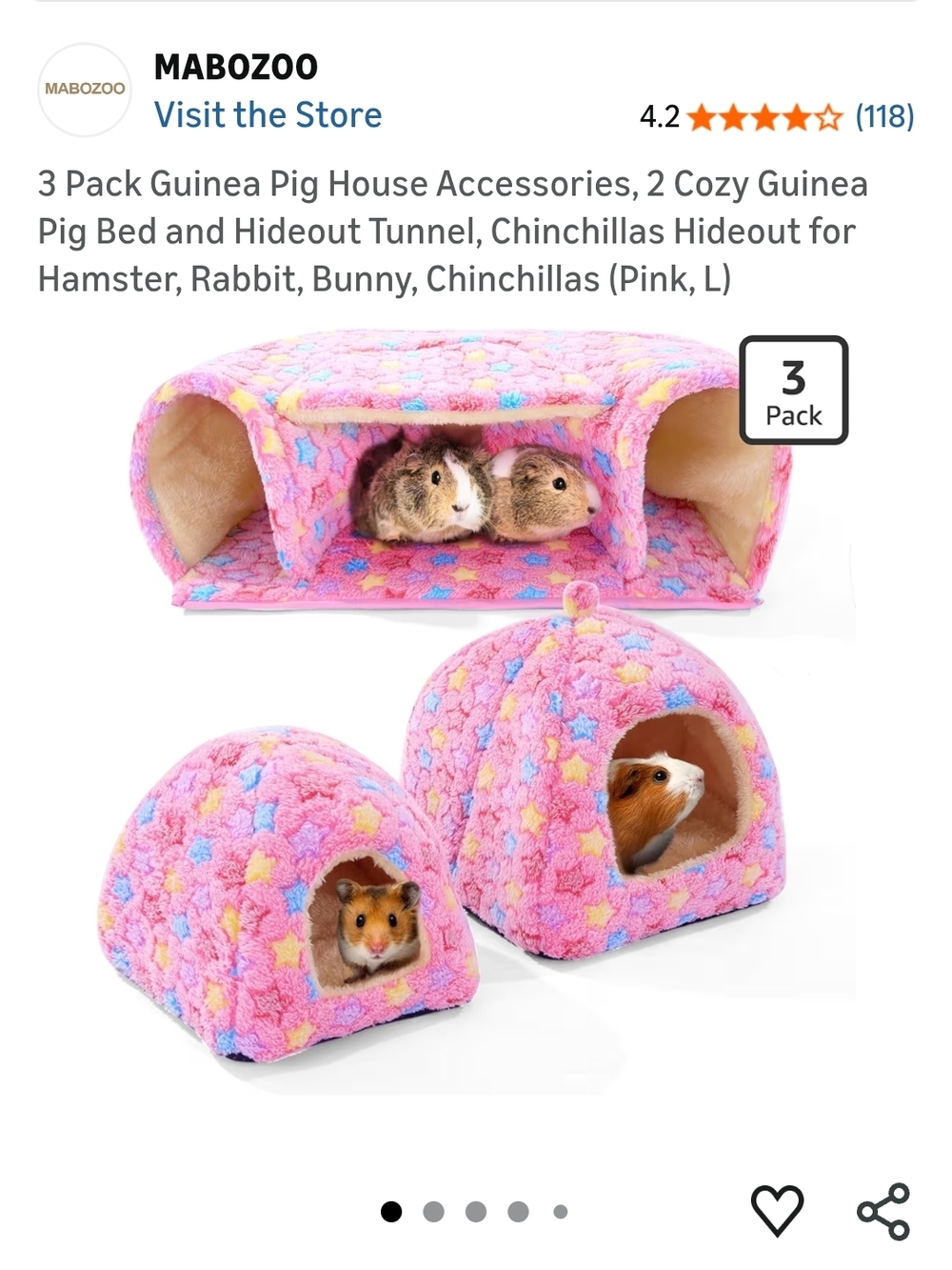 Pink Small Pet Cozy Bed & Hideout 3-Pack